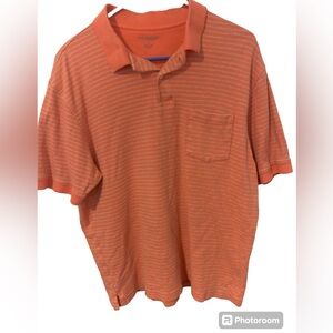 Roundtree & Yorke pullover jersey orange gray striped size large